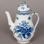 A Worcester blue and white porcelain coffee pot - WITHDRAWN Decorated in the round with