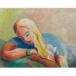 DANIEL LACROIX (19th/20th century) French Sleeping Girl Oil on paper, indistinctly signed,