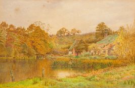 CYRIL WARD RCA (1863-1935) British Cottage by a Lake Watercolour, signed and dated 1894,
