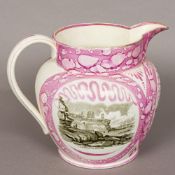 A 19th century Sunderland lustre jug Decorated to one side with a view entitled Tynemouth Haven and
