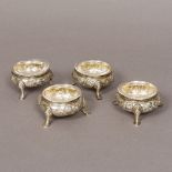 A set of four Victorian silver salts, hallmarked for London 1860,