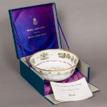 A Royal Worcester limited edition hand painted bowl commemorating the 350th Anniversary of the