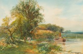 HENRY CHARLES FOX (1855-1929) British Horse Drawn Barge Watercolour, signed and dated 1902,