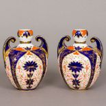 A pair of Royal Crown Derby twin handled vases Each of double gourd form,