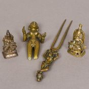 A two pronged fork The grip depicting Shiva; together with a figure of Shiva (lacking feet);