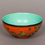 A Chinese porcelain bowl The interior with turquoise glaze,