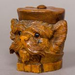 A late 19th century Black Forest carved wooden inkwell Formed as a dog,