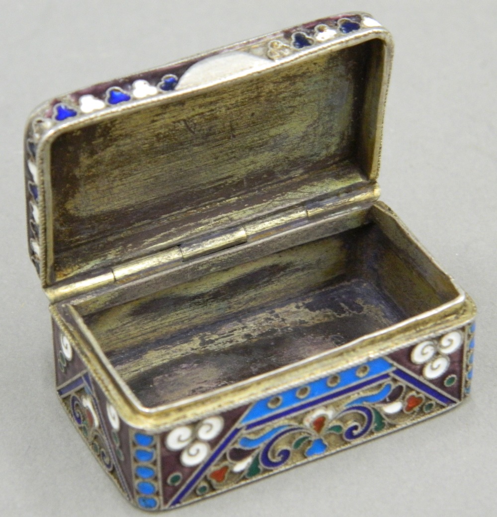 A champleve enamel and silver snuff box Of hinged rectangular form, - Image 5 of 10