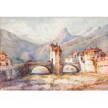 GABRIEL CARELLI RA (1821-1900) Italian Sospello Watercolour, signed, framed and glazed. 26 x 18 cm.