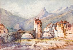 GABRIEL CARELLI RA (1821-1900) Italian Sospello Watercolour, signed, framed and glazed. 26 x 18 cm.