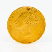 An 1860 young head Victoria shield back half sovereign CONDITION REPORTS: Generally