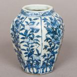 A Chinese blue and white porcelain vase Of bulbous octagonal form,