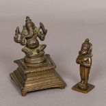 A bronze figure of Hanuman Modelled standing; together with a seated bronze figure of Ganesh,