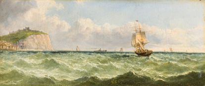 JOHN JAMES WILSON (1818-1875) British Shipping Off Scarborough Oil on board, signed, framed.