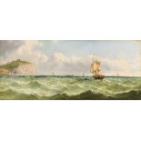 JOHN JAMES WILSON (1818-1875) British Shipping Off Scarborough Oil on board, signed, framed.