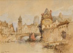 PAUL MARNY (1829-1914) French/British Le Ferte, Calvador, Normandy Watercolour,