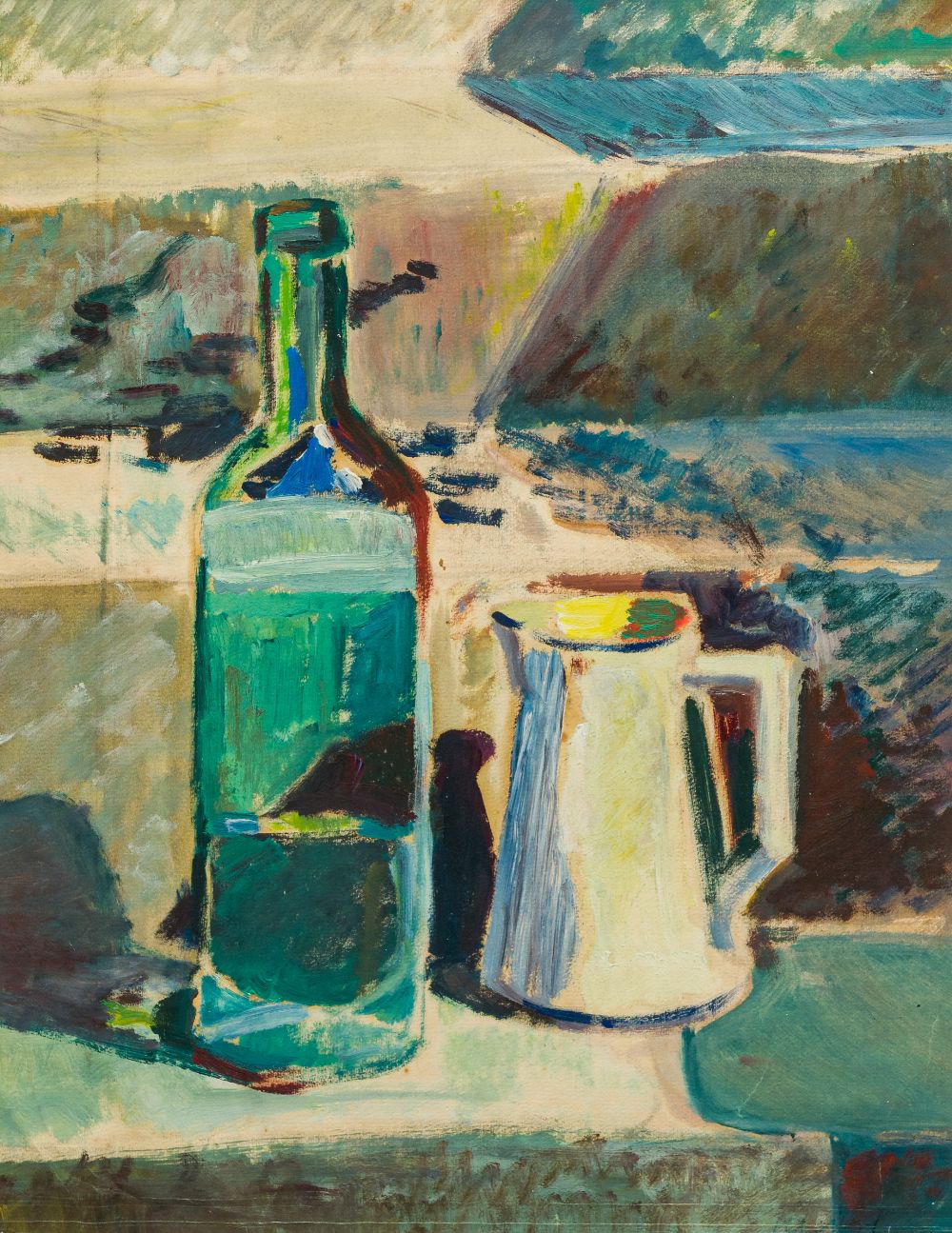 DANIEL LACROIX (19th/20th century) French Still Life of a Bottle, Jug and Vase Oil on paper, - Bild 2 aus 2