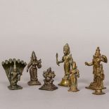 Seven various Hindu bronze figures The largest 10 cm high.
