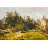 ALFRED VICKERS SR (1786-1868) British Lockgate at Windsor Oil on board, signed, framed. 40 x 27 cm.