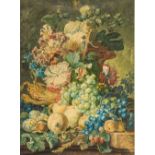 A finely painted 19th century Still Life of Flowering Fruit and Insects Watercolour, unsigned,