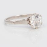 An early 20th century platinum diamond set solitaire ring The old mine cut stone approximately 2.