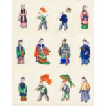 A collection of 19th century Chinese Paintings Watercolours on rice paper, old labels to verso,