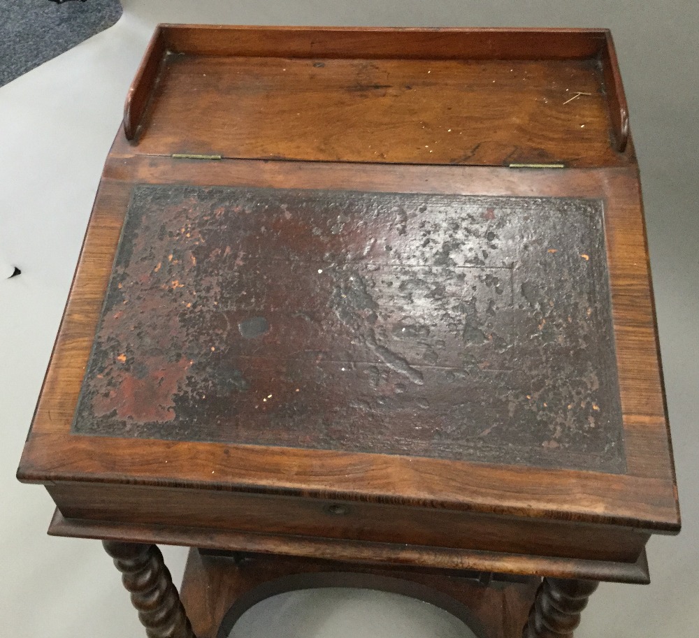 A William IV rosewood Davenport The rectangular top with solid three quarter gallery above the - Image 5 of 8