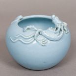 A 19th century Chinese porcelain vase Of squat ovoid form, with all over blue glaze,