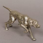 A silver plated animalier sculpture Modelled as a pointer. 21 cm long.