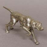 A silver plated animalier sculpture Modelled as a pointer. 21 cm long.