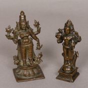 A bronze figure of Agni, God of Fire Together with a bronze figure of Vishnu, on a square base. 11.