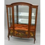 A late 19th/early 20th century French ormolu mounted Vernis Martin style display cabinet The arched