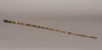 A 19th century horn walking cane Of segmented form. 83 cm long.