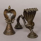 A bronze joss stick/incense holder stand Formed as a five headed cobra;