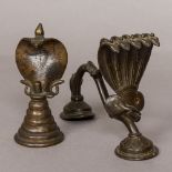 A bronze joss stick/incense holder stand Formed as a five headed cobra;