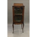 A 19th century floral inlaid gilt metal mounted mahogany vitrine The rectangular top with pierced