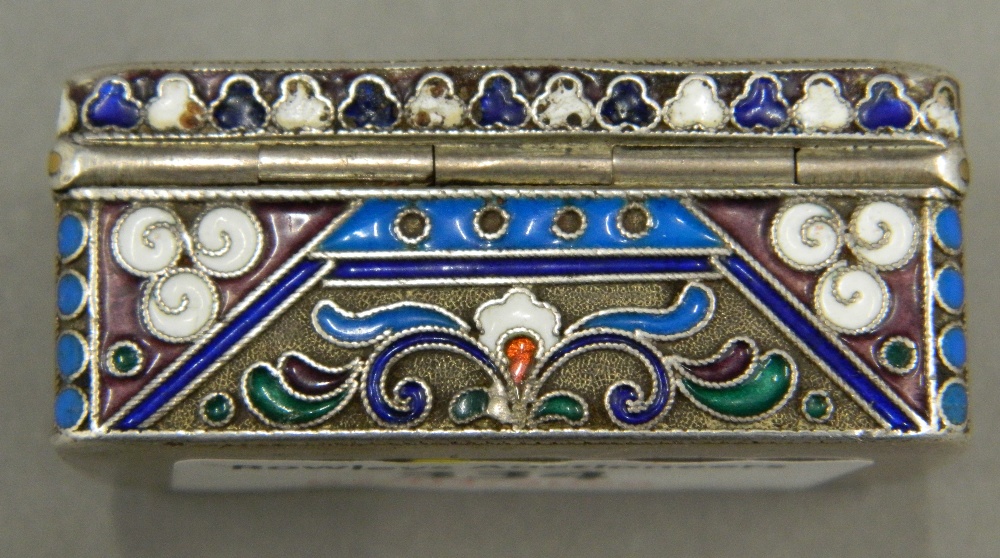 A champleve enamel and silver snuff box Of hinged rectangular form, - Image 9 of 10