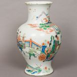 An 18th/19th century Chinese famille verte porcelain vase Of bulbous form,