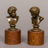 FERDINAND BARBEDIENNE (1810-1892) French A pair of miniature bronze busts each modelled as a