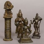 A bronze finial with Hanuman terminal Together with three other figures of Shiva.