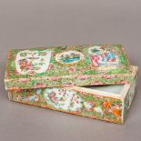 A 19th century Canton famille verte porcelain box Of rectangular form,