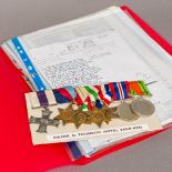 A set of WWII medals awarded to Major G Thompson of The Royal Tank Regiment Including: the Military