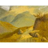 ENGLISH SCHOOL (19th century) A Shepherd and His Flock on a Mountain Path Oil on canvas,