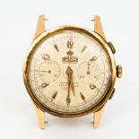A vintage 18 ct gold cased Walker gentlemen's chronograph wristwatch The silvered dial with Arabic