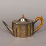 A George III silver teapot, probably hallmarked for Edinburgh 1789,