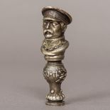 A diamond and ruby set desk seal Formed as the bust of Otto von Bismarck above the date 1870-71,