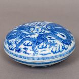 A 19th century Chinese blue and white porcelain box and cover Of domed circular form,