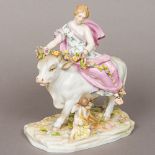 A 19th century Continental porcelain group Formed as Europa and the Bull. 23 cm high.
