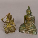 A small Tibetan bronze figure of Buddha Typically modelled in the seated position; and an unusual,