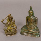 A small Tibetan bronze figure of Buddha Typically modelled in the seated position; and an unusual,